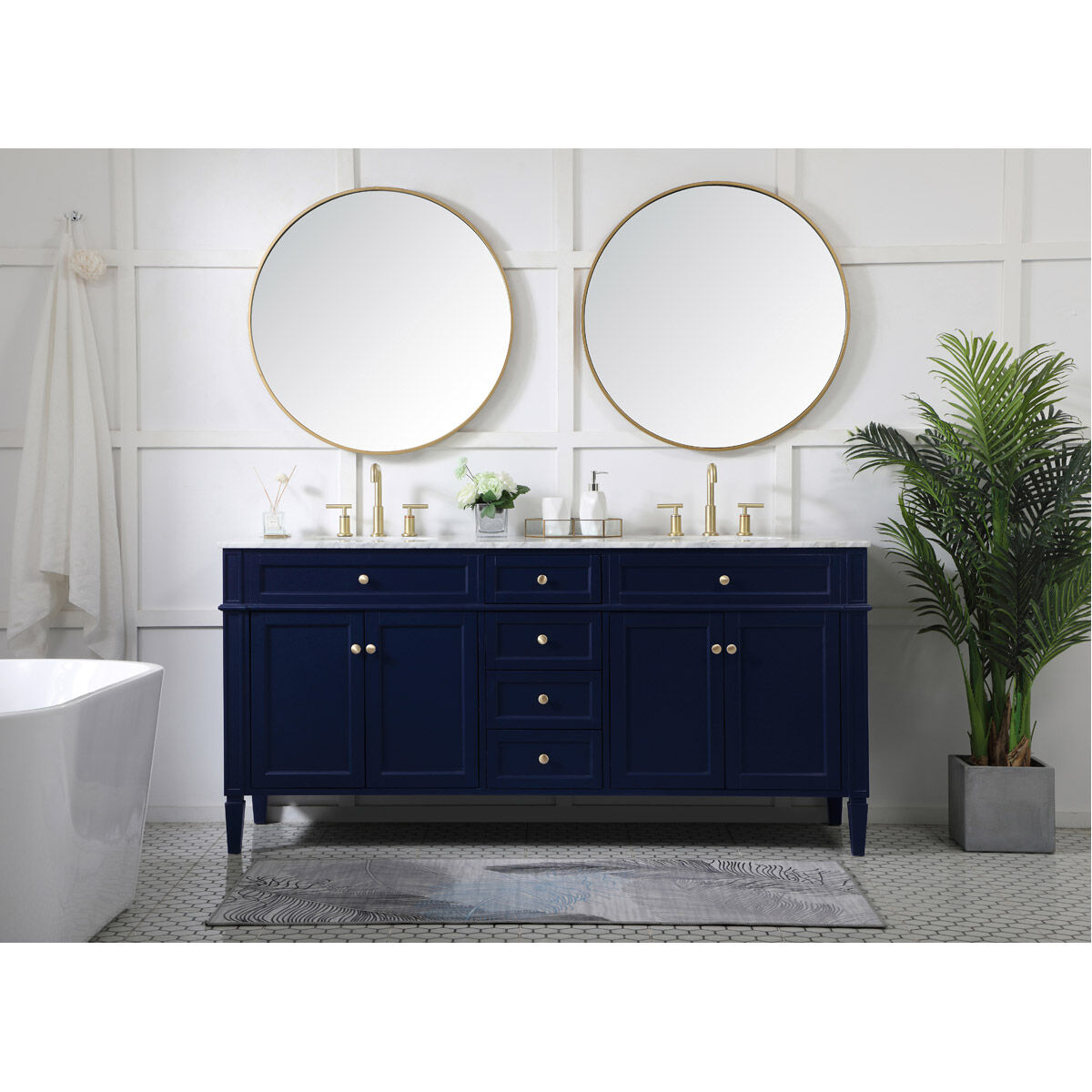 Park Avenue 72 X 21.5 X 35 inch Blue Vanity Sink Set