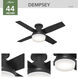 Dempsey 44 inch Matte Black with Matte Black/Dark Gray Oak Blades Ceiling Fan