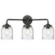 Nouveau Small Bell 3 Light 23 inch Oil Rubbed Bronze Bath Vanity Light Wall Light in Seedy Glass, Nouveau
