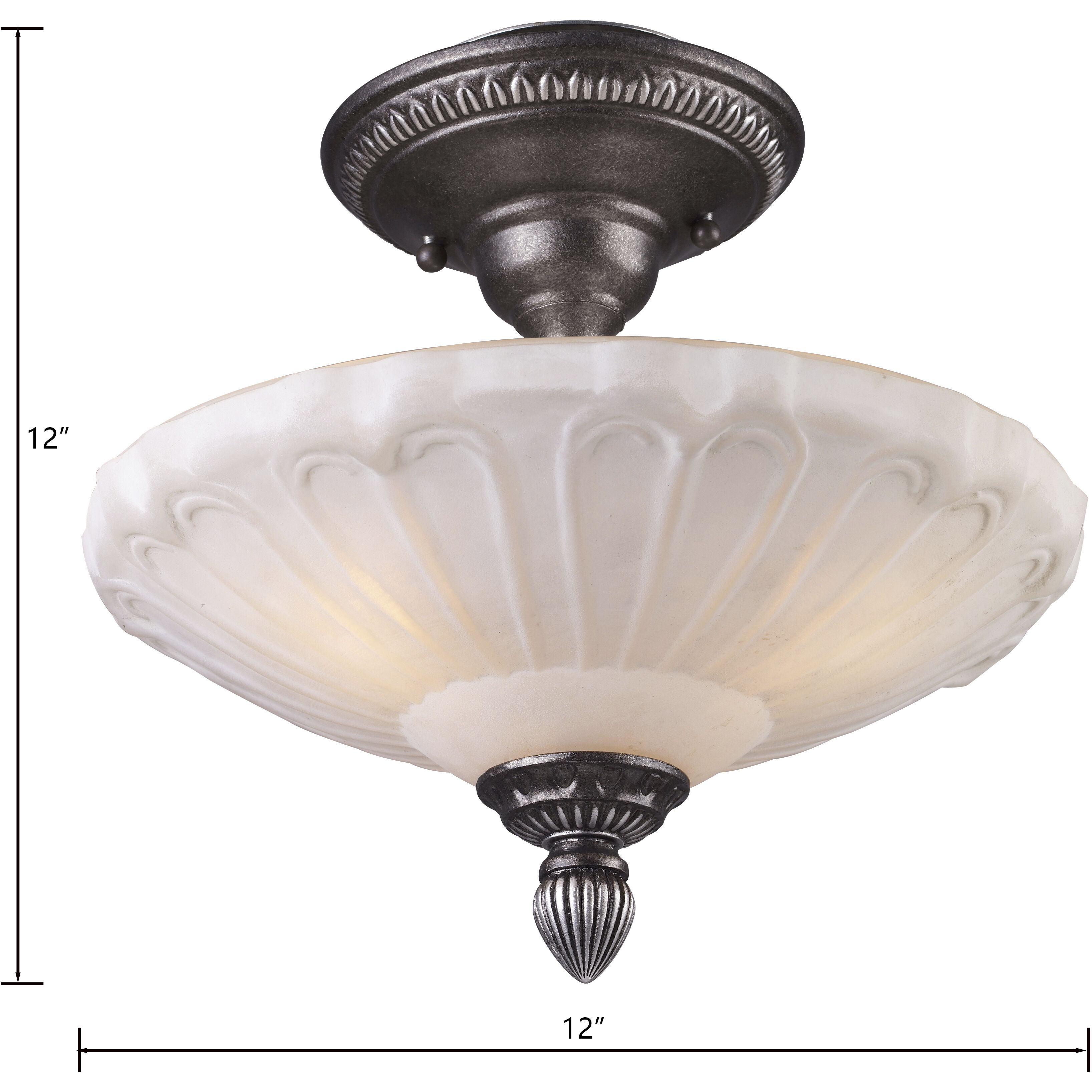 Restoration 3 Light 12 inch Dark Silver Semi Flush Mount Ceiling Light