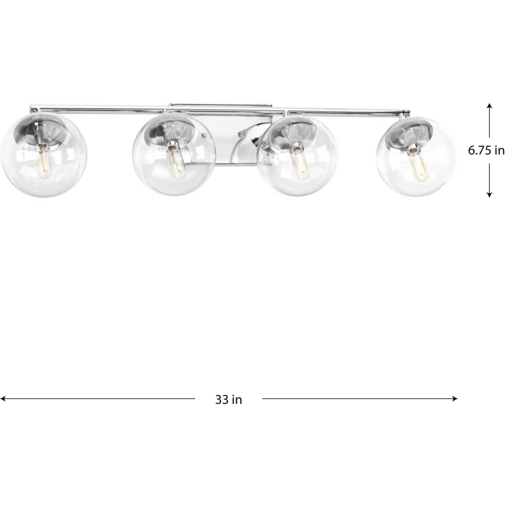 Mod 4 Light 33 inch Polished Chrome Bath Vanity Wall Light, Design Series