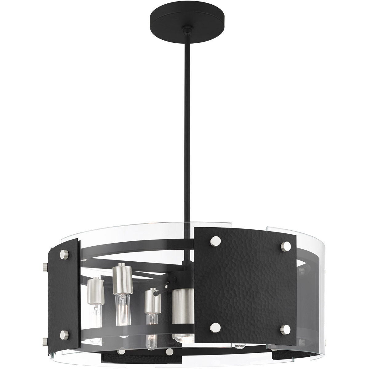 Barcelona 7 Light 27 inch Black with Brushed Nickel Accents Pendant Chandelier Ceiling Light