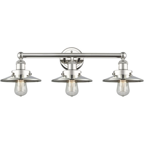 Edison 3 Light 26 inch Polished Nickel Bath Vanity Light Wall Light
