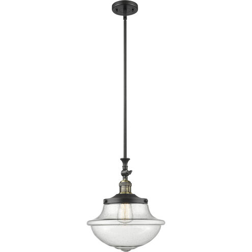 Franklin Restoration Oxford LED 12 inch Black Antique Brass Mini Pendant Ceiling Light in Seedy, Franklin Restoration