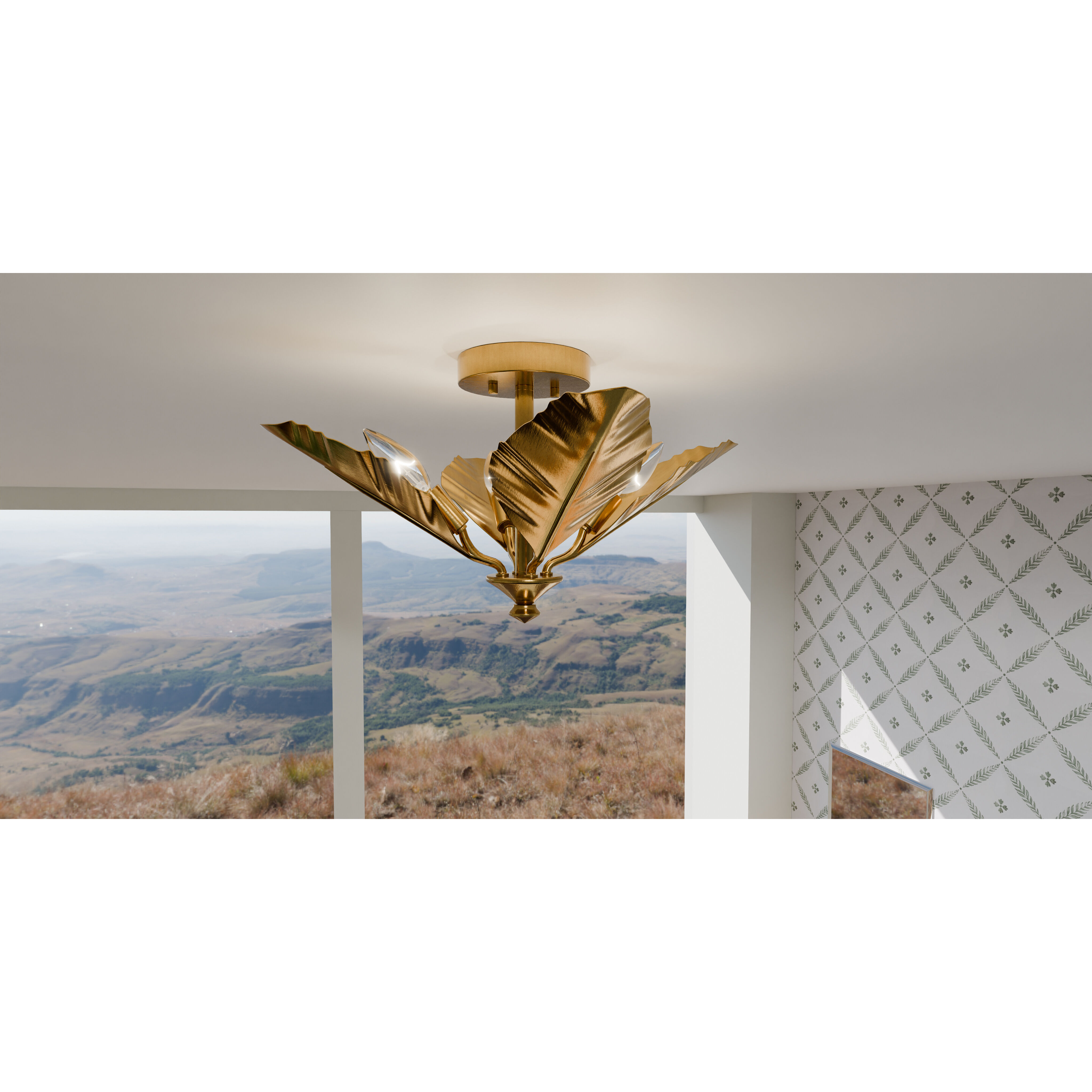 Bayley 4 Light 18.5 inch Aged Brass Semi-Flush Mount Ceiling Light