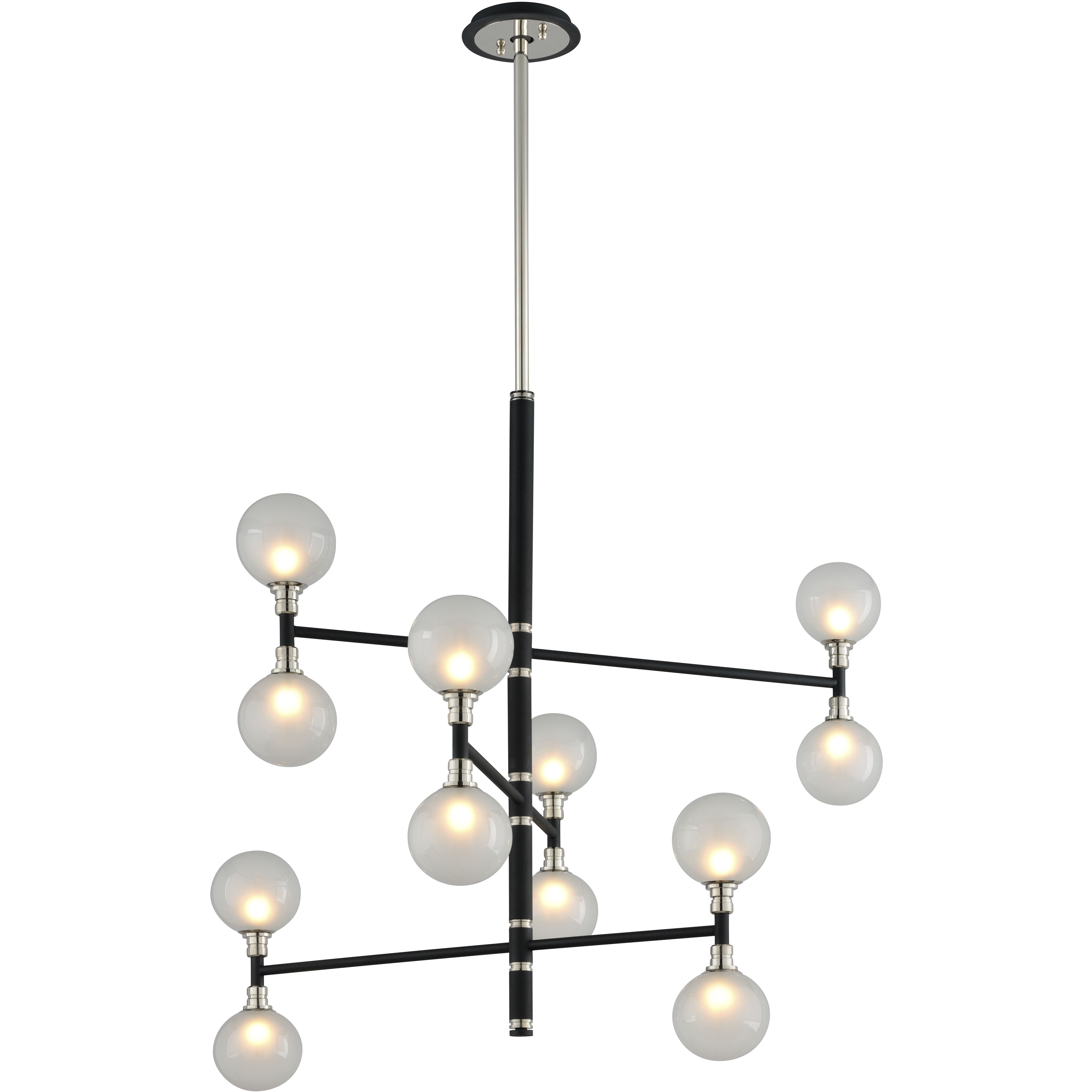 Andromeda 12 Light 42 inch Carbide Black With Polished Nickel Accents Chandelier Ceiling Light