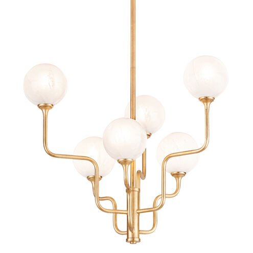 Onyx 6 Light 28 inch Vintage Gold Leaf Chandelier Ceiling Light