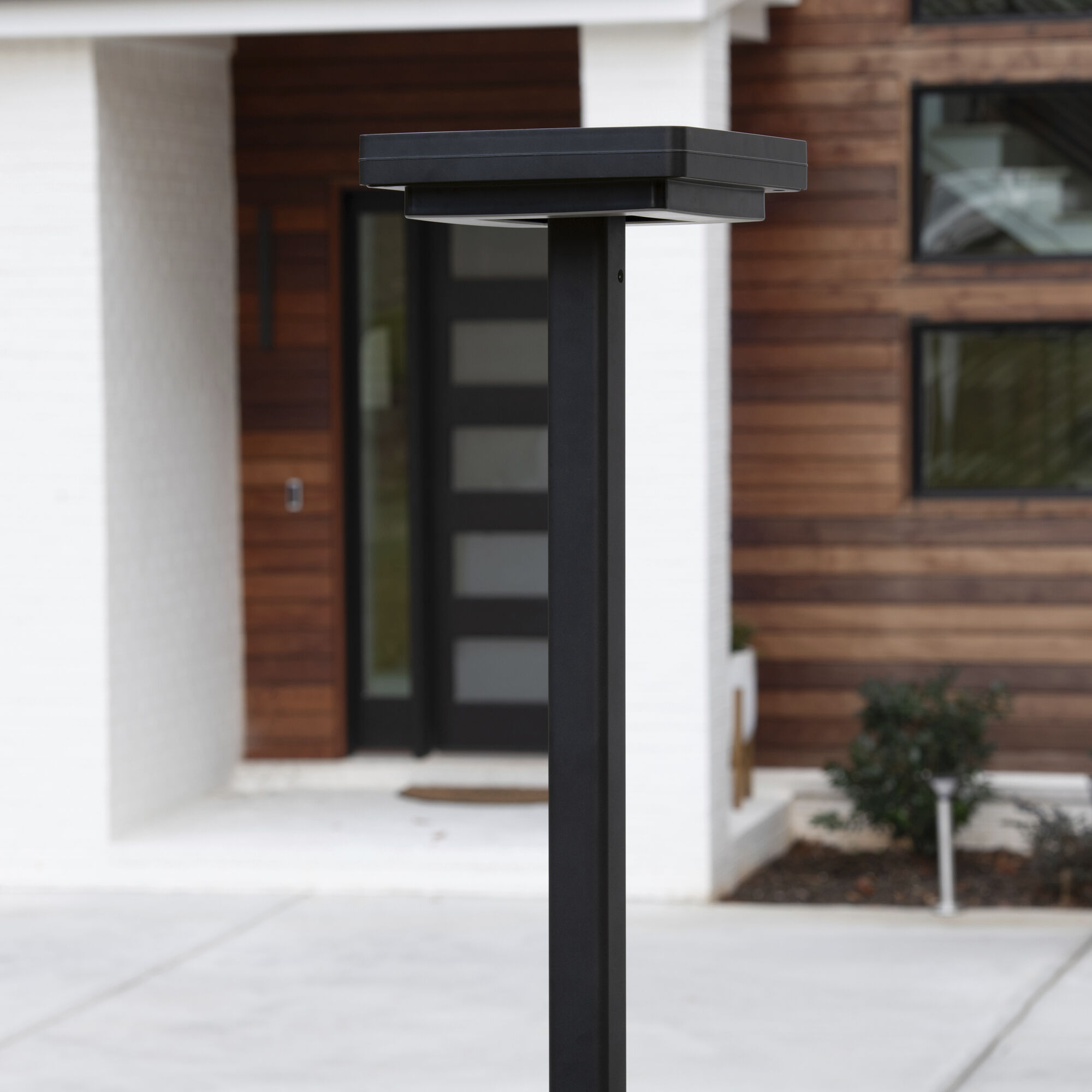 Contemporary Square 1 Light 99 inch Black Post Light, Solar