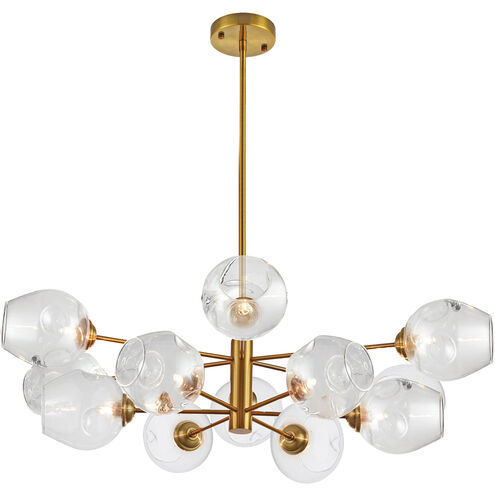 Abii 12 Light 33 inch Vintage Bronze with Clear Chandelier Ceiling Light in Vintage Brass
