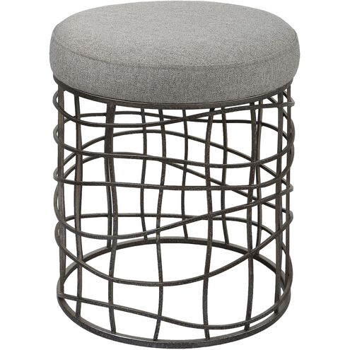 Carnival 19.75 inch Burnished Silver and Gray Accent Stool