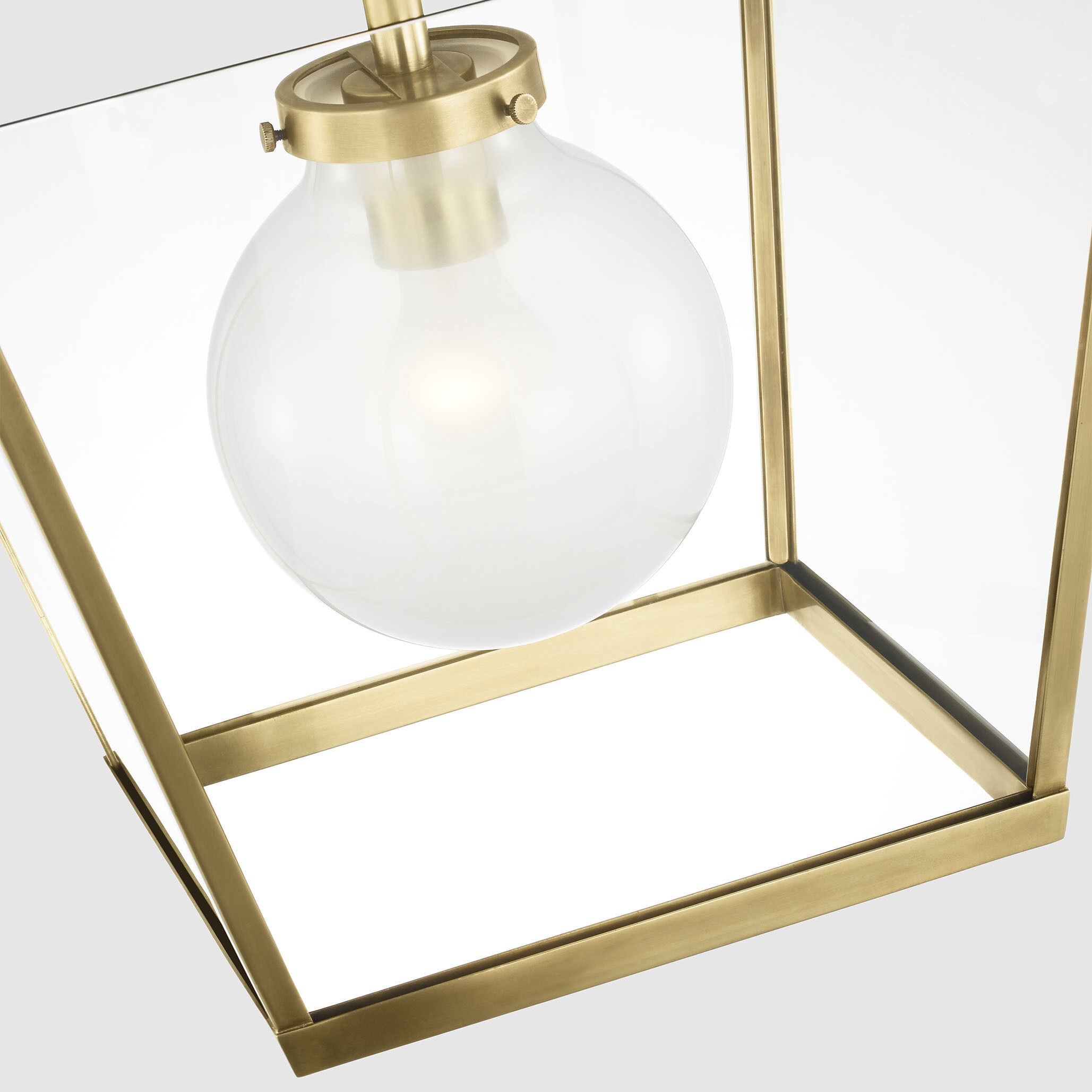 Ray Booth Illume LED 18 inch Antique Brass Lantern Pendant Ceiling Light in Clear Glass