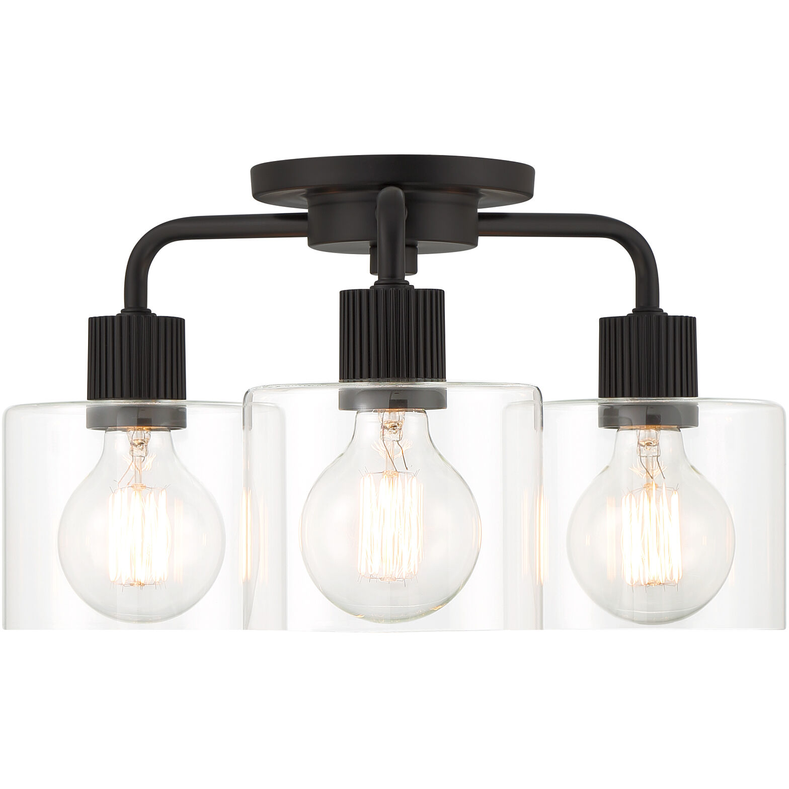 Vibrato 3 Light 16 inch Matte Black Semi Flush Mount Ceiling Light