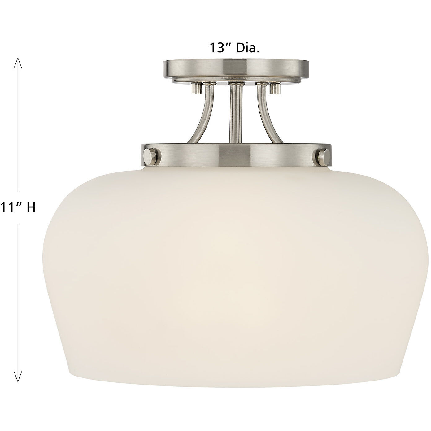 Octave 3 Light 13 inch Satin Nickel Semi-Flush Ceiling Light, Essentials