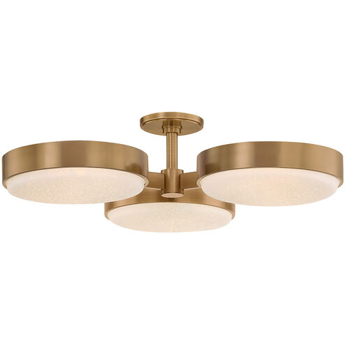 Rory 3 Light 30 inch Patina Brass Semi Flush Ceiling Light