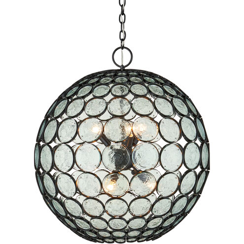 Etude 6 Light 28 inch Satin Black/Clear Orb Chandelier Ceiling Light