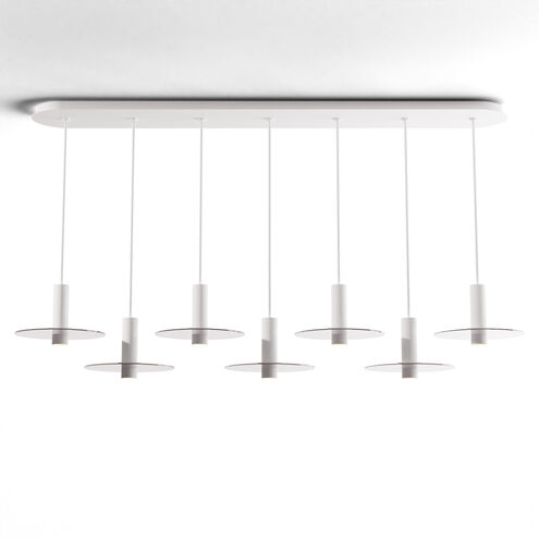 Combi LED 49 inch Matte White Pendant Ceiling Light in Clear Glass, Suspension / Flush Mount 2-in-1