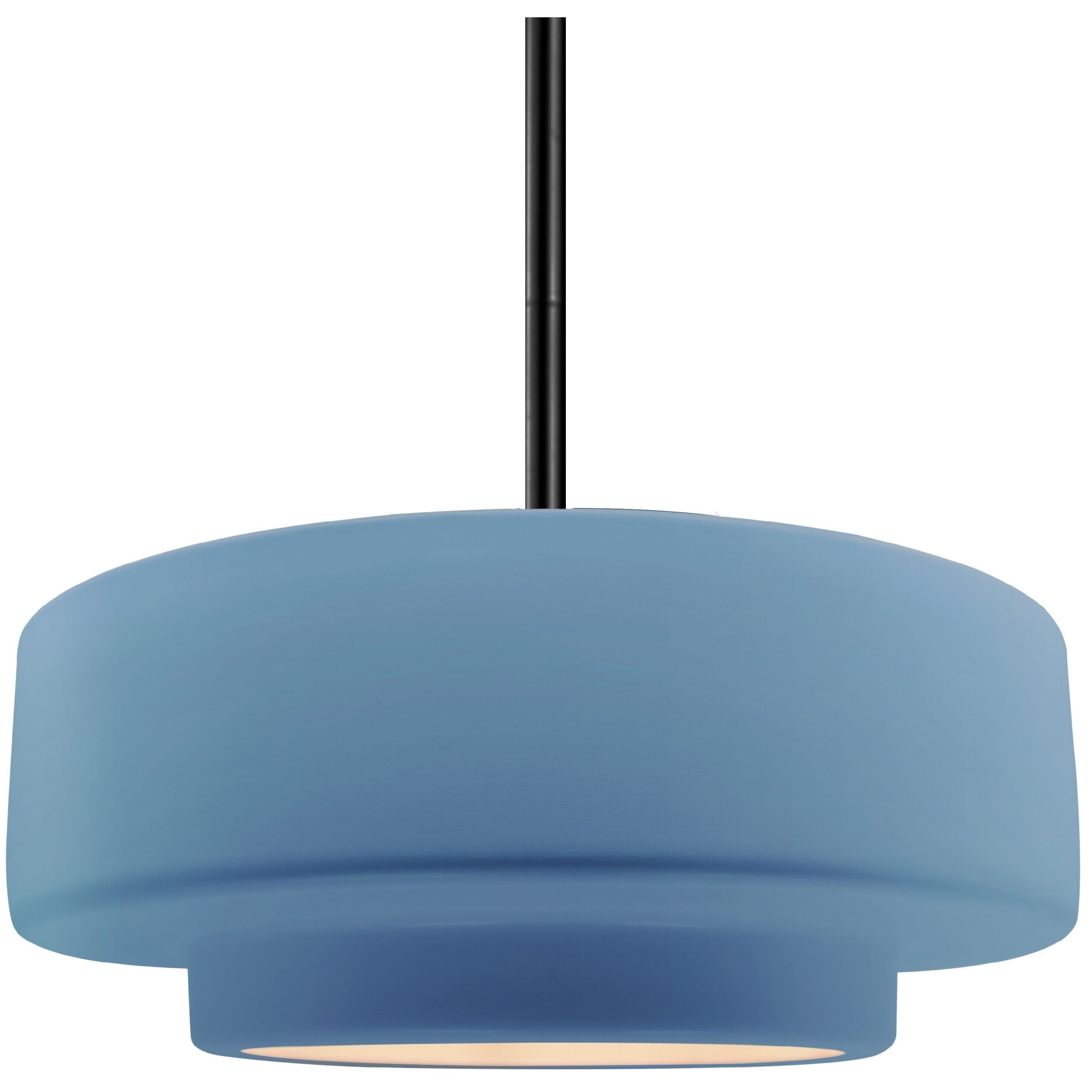 Radiance Collection - Tier Pendant Ceiling Light in Matte Black, Black Cord, Replaceable Bulb, Sky Blue, 14.5W x 5.25H, Form+Finish+Function