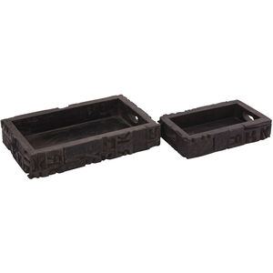 Carved Block Brown Tray