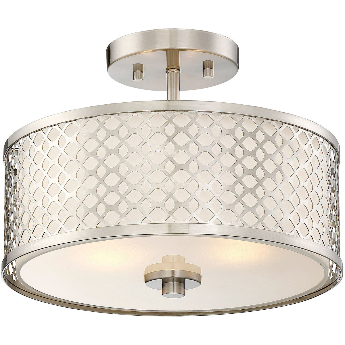 Modern 2 Light 13 inch Brushed Nickel Semi-Flush Ceiling Light
