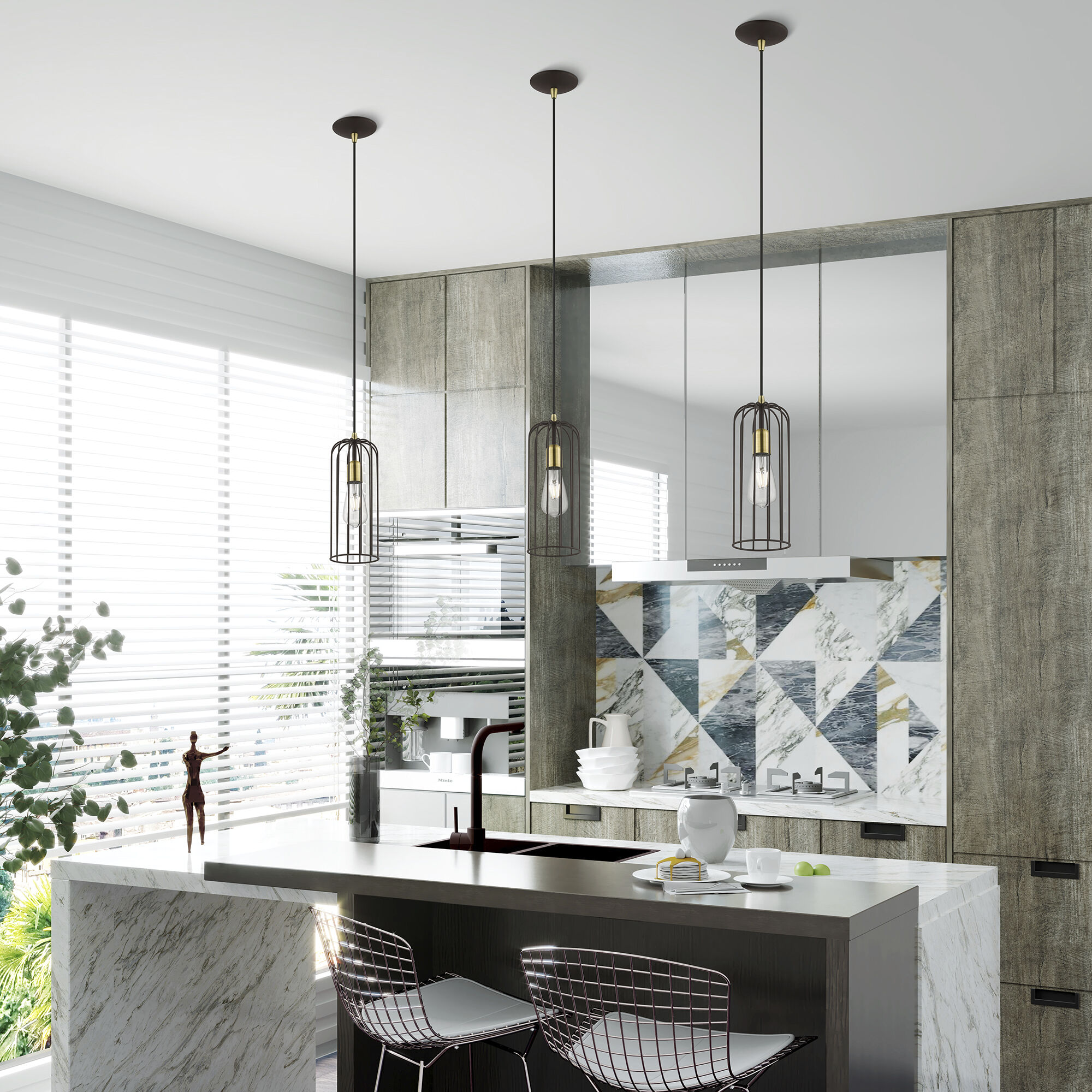 Glenbrook 1 Light 5 inch Bronze with Antique Brass Accents Pendant Ceiling Light