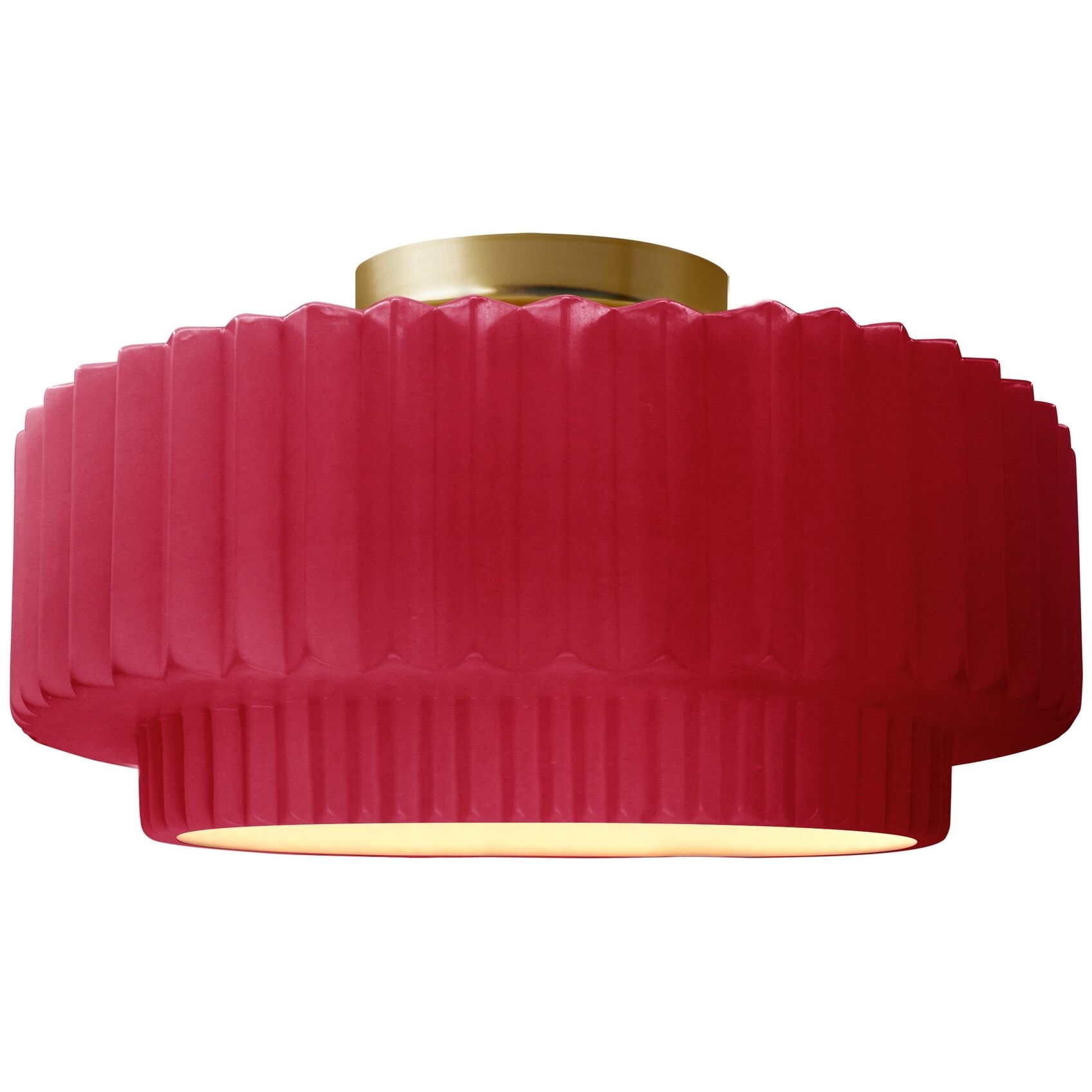 Radiance Collection - Pleated Tier LED 12 inch Cerise Semi-Flush Ceiling Light, Form+Finish+Function