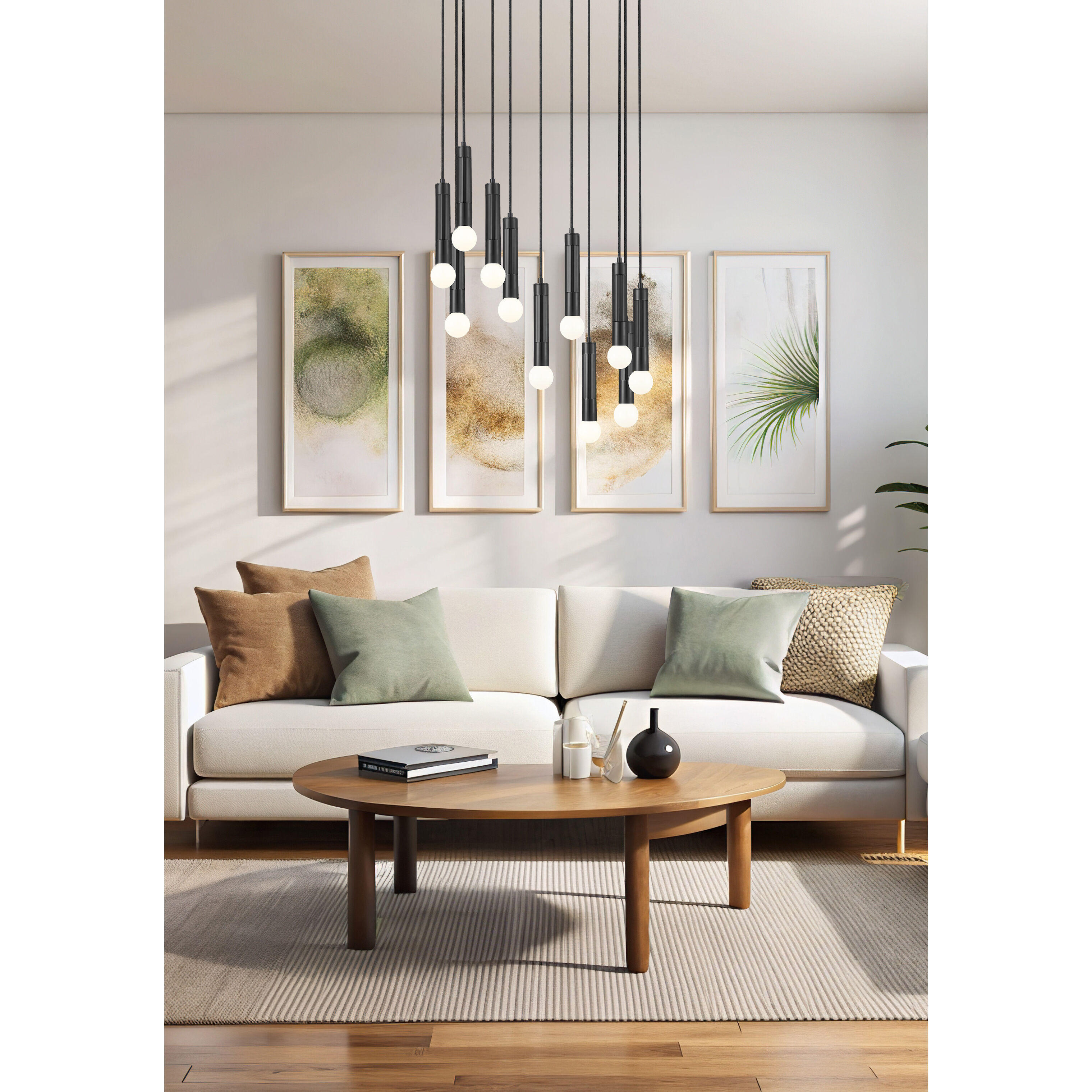 Stari 11 Light 24 inch Matte Black Chandelier Ceiling Light