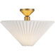 Alora Mood Bridgette 1 Light 16.38 inch Brushed Gold and Folded White Semi-Flush Mount Ceiling Light in Pleated Linen Shade