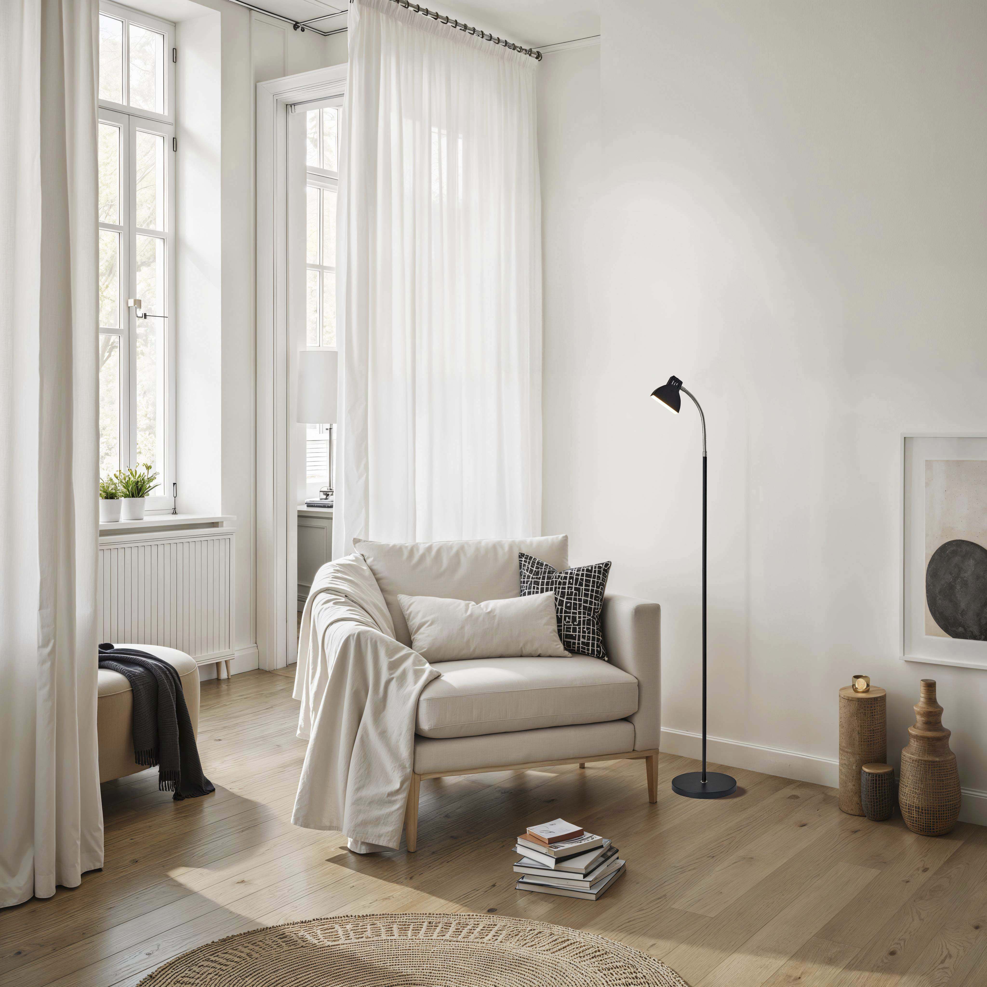 Slender 57 inch 4.00 watt Black Floor Lamp Portable Light, Simplee Adesso