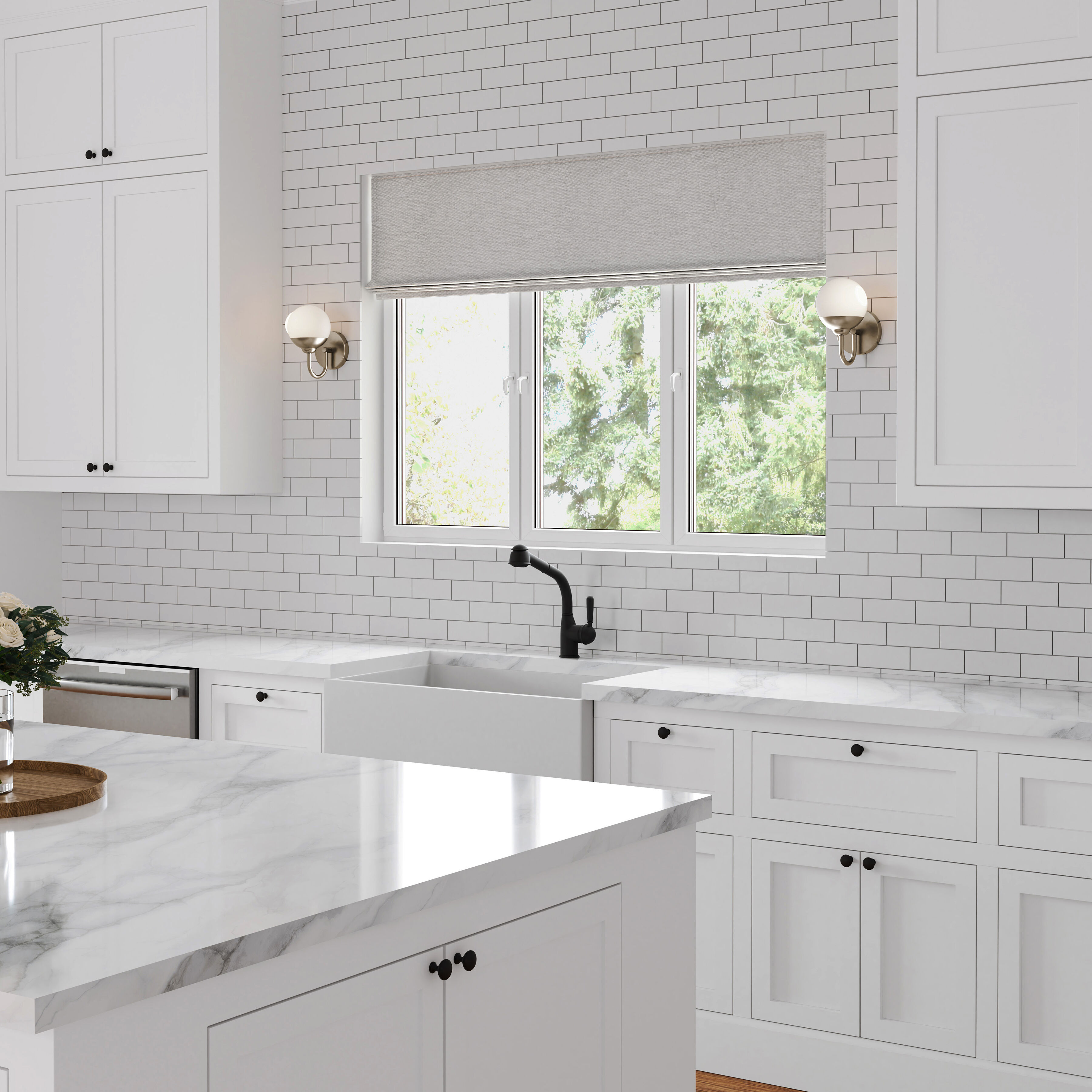 Fairbanks Sconce Wall Light in Opal Glass, Brushed Nickel