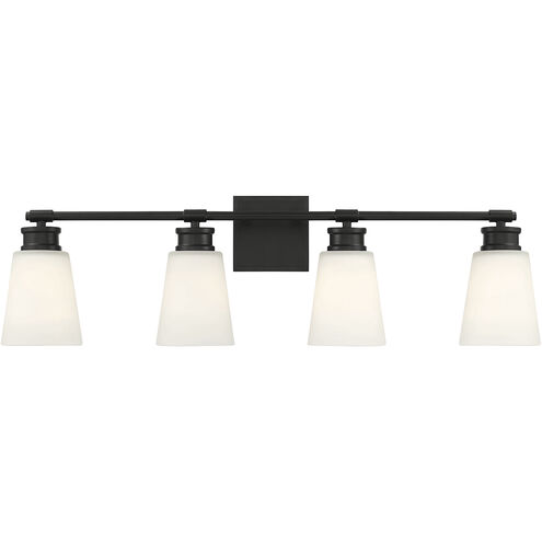 Contemporary 4 Light 31 inch Matte Black Bathroom Vanity Light Wall Light