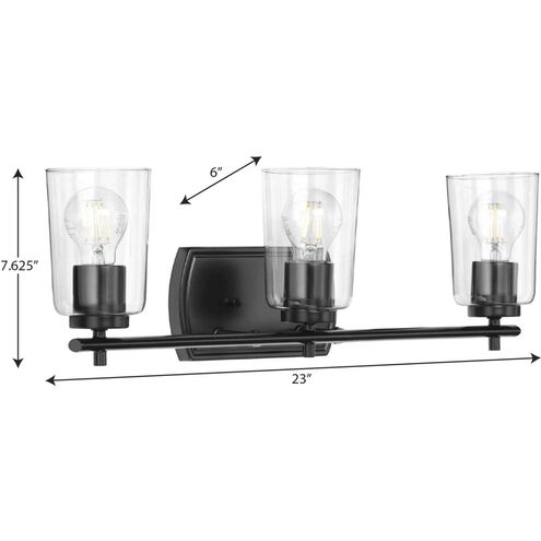 Adley 3 Light 23 inch Matte Black Bath Vanity Wall Light