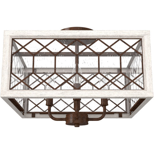 Chevron 4 Light 16 inch Textured Rust and Distressed White Semi-Flush Mount Ceiling Light