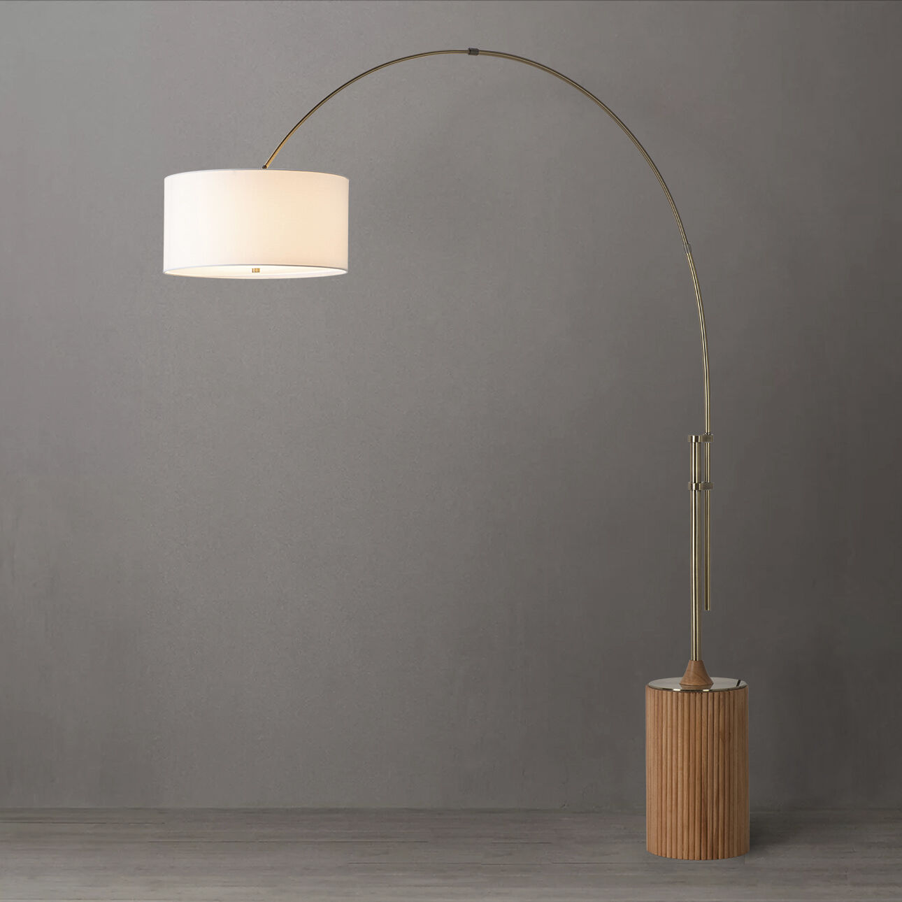 Tambo 86 inch 23.00 watt Natural Ash and Weathered Brass Arc Floor Lamp Portable Light