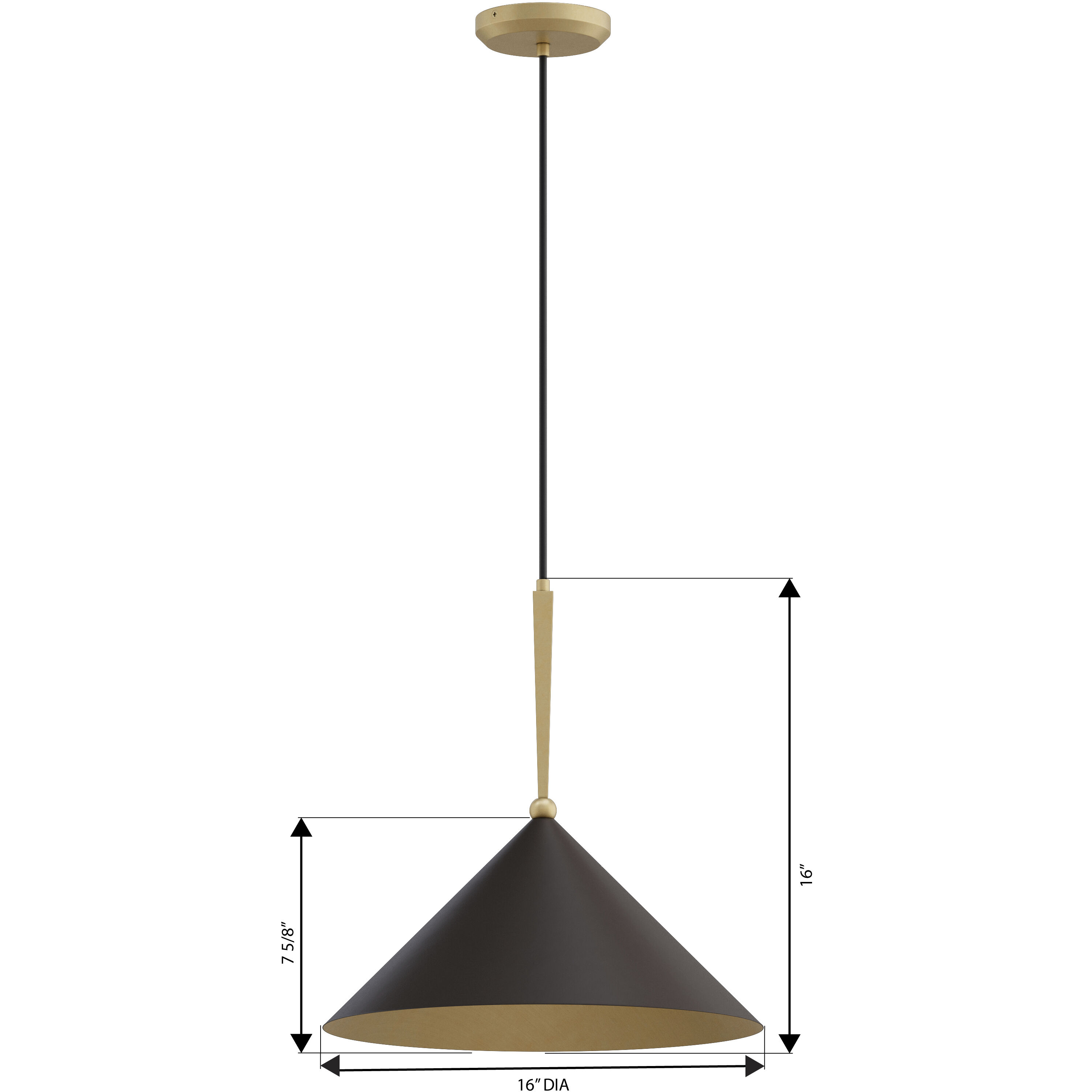 Cortan 1 Light 16 inch Legacy Brass and Dark Bronze Pendant Ceiling Light