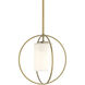 Rhythm 1 Light 11.3 inch Modern Brass Mini Pendant Ceiling Light in Opal