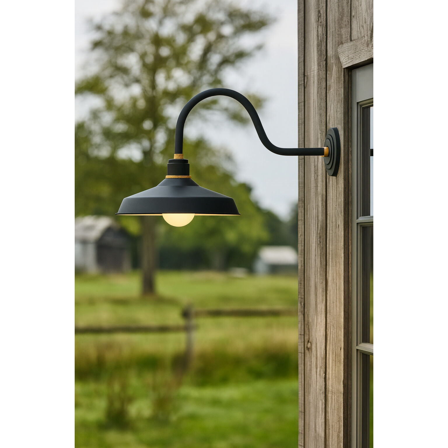 Foundry Classic Outdoor Barn Light in Textured Black, Gooseneck
