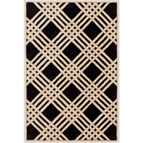 Intermezzo 90 X 60 inch Black and Neutral Area Rug, Wool and Tencel