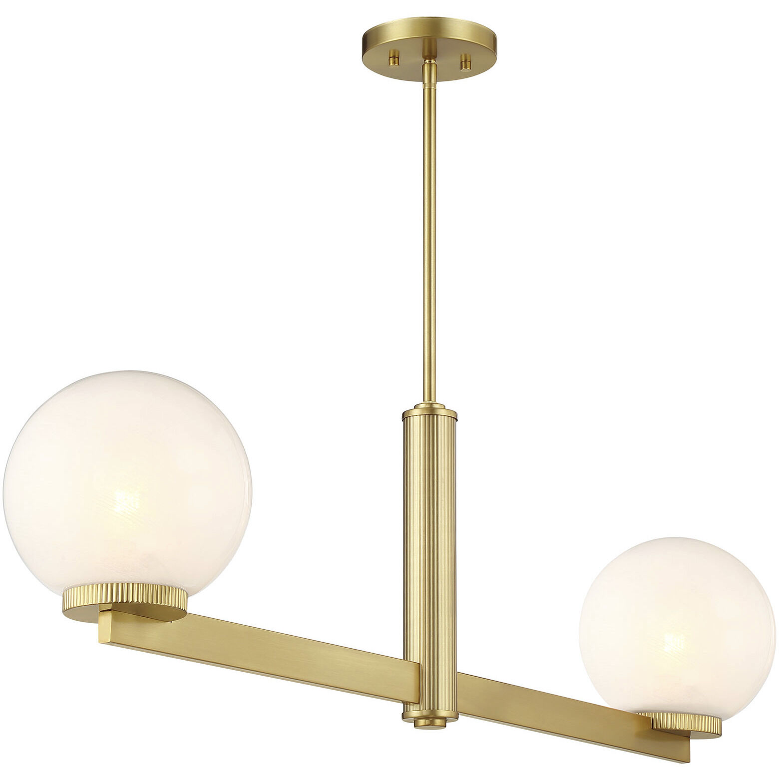 Modern 2 Light 42 inch Natural Brass Linear Chandelier Ceiling Light