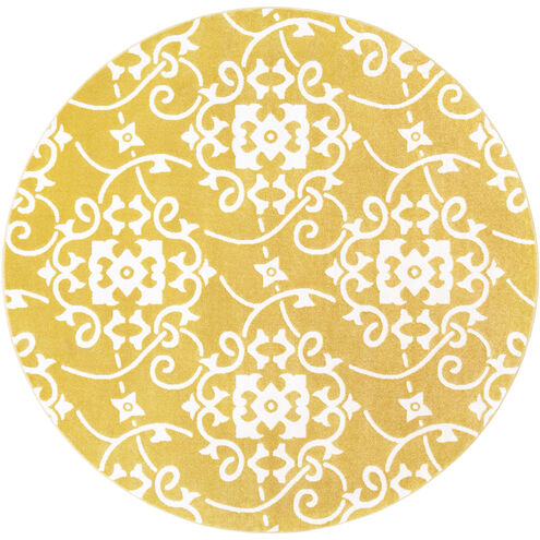 Horizon 94.49 X 94.49 inch Mustard/Cream Machine Woven Rug, Round