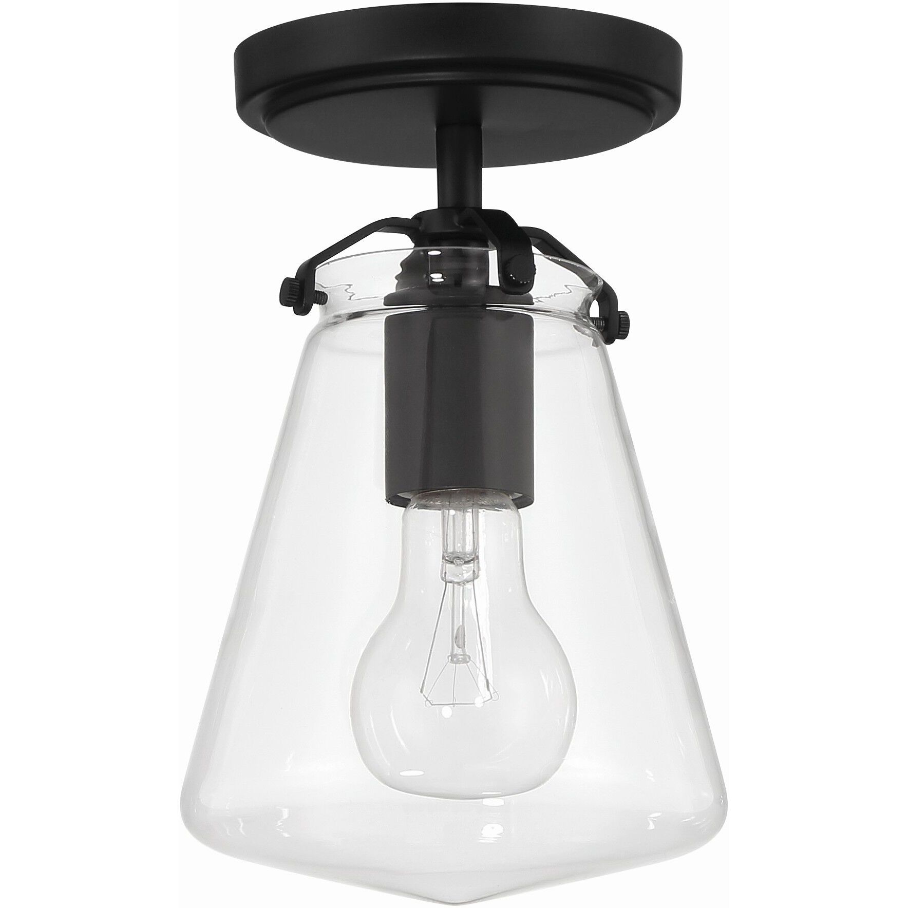 Voss 1 Light 5.75 inch Matte Black Semi Flush Ceiling Light