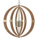 Pyrus 4 Light 27 inch Light Brown with Antique Brass Chandelier Ceiling Light