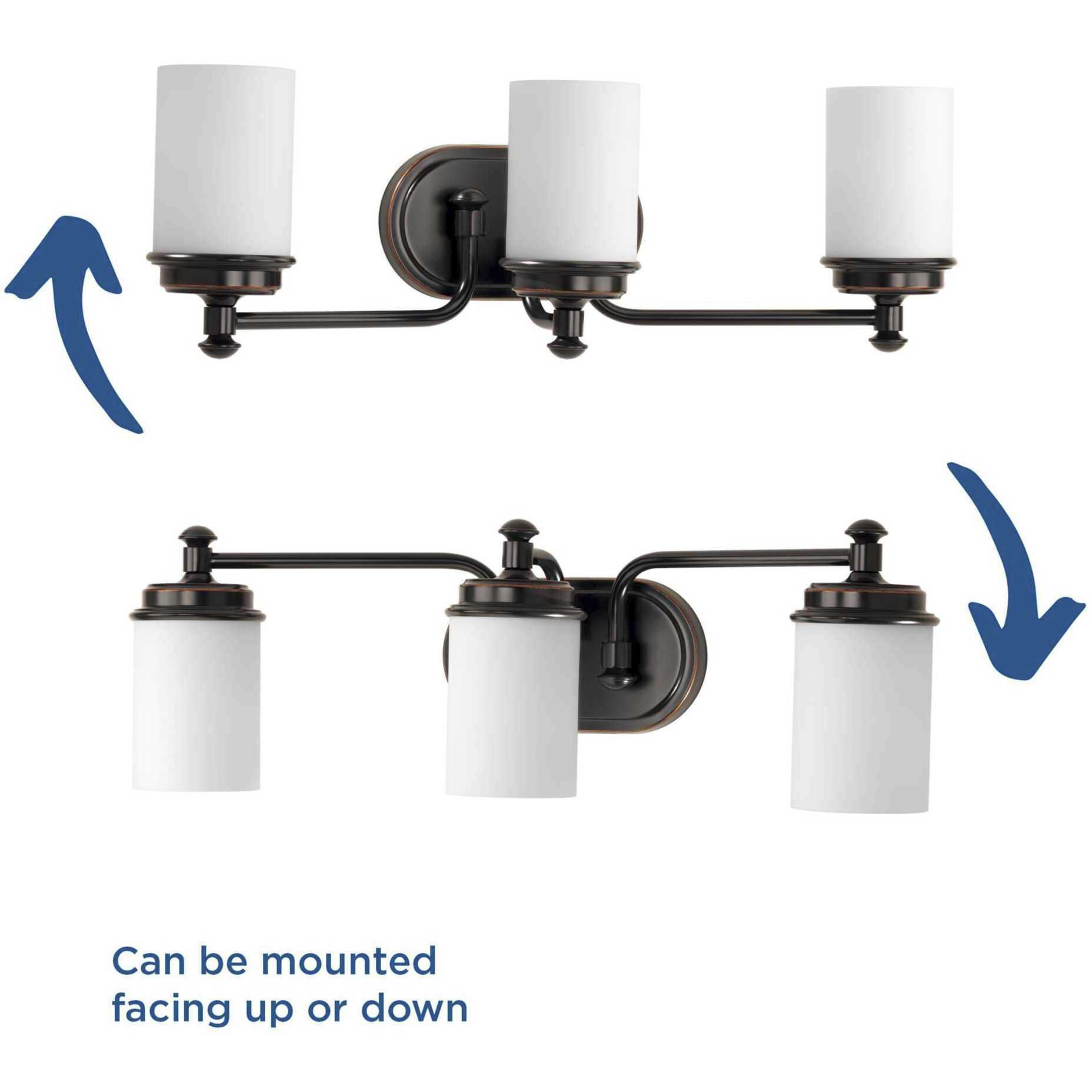 Glide 3 Light 24 inch Rubbed Bronze Bath Vanity Wall Light, Design Series