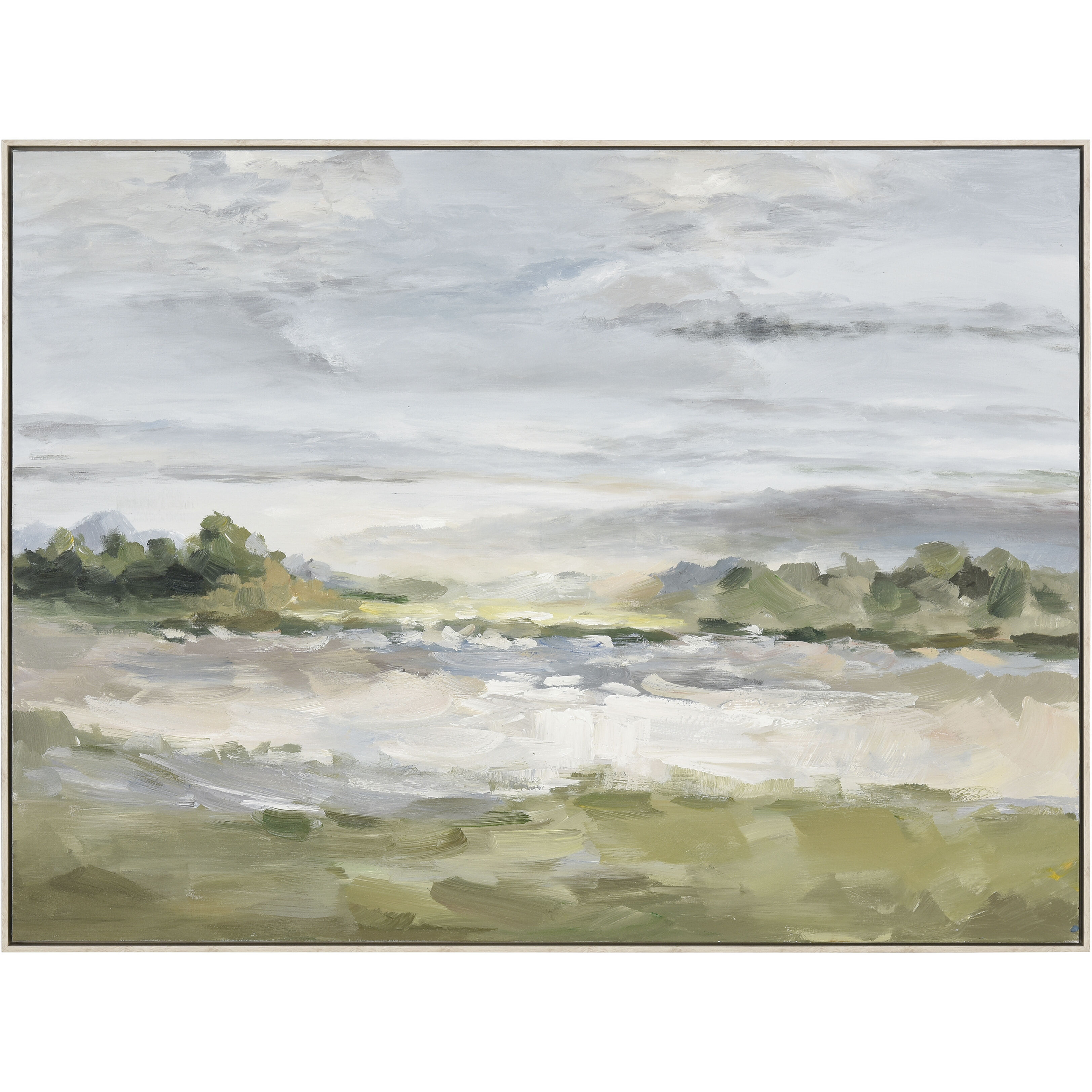 Acton Meadow Gray with Green and Wood Tone Framed Wall Art