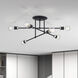 Delacroix 6 Light 28 inch Black with Brushed Nickel Accents Semi-Flush Ceiling Light