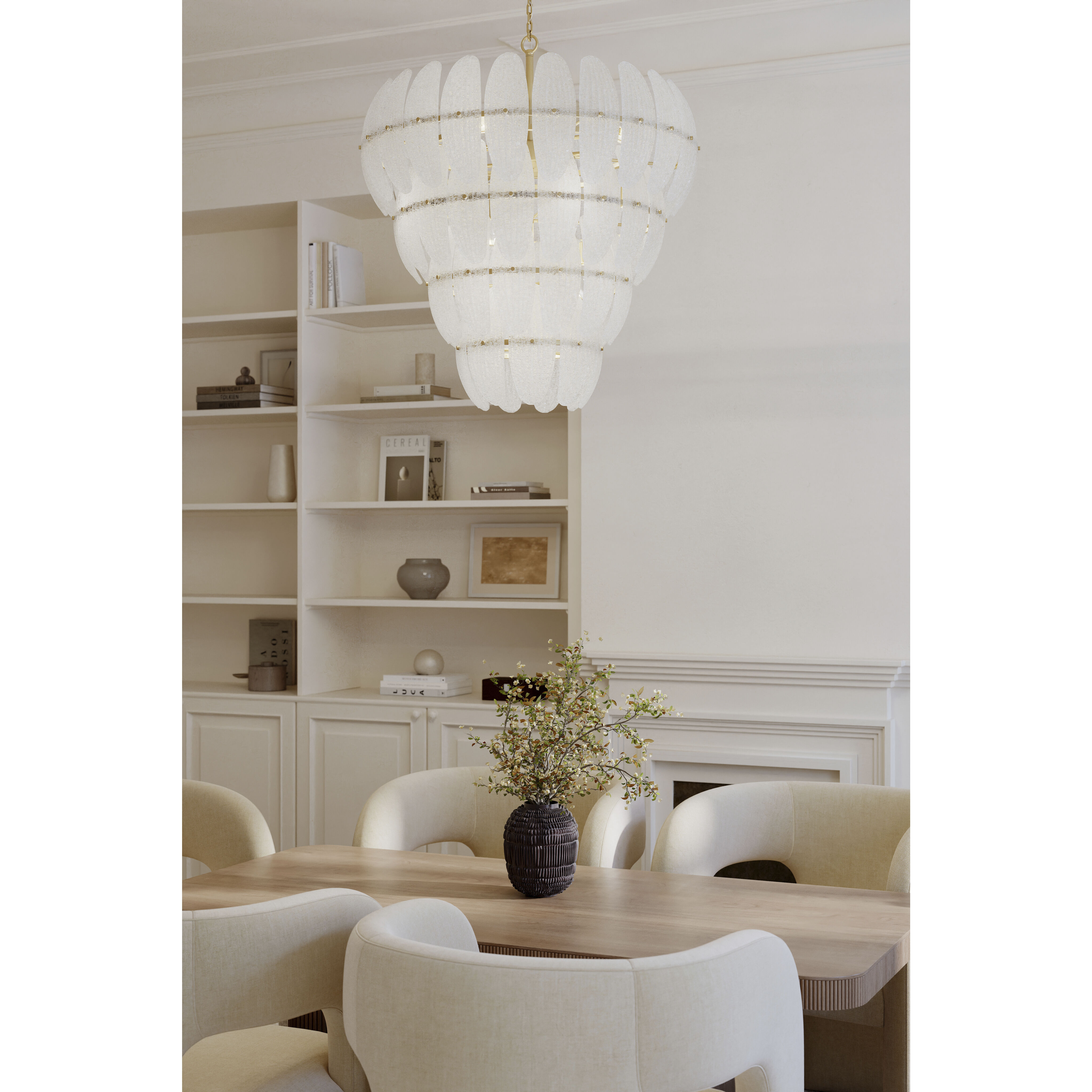 Marclaire 15 Light 32.75 inch Legacy Brass Pendant Ceiling Light in Clear Textured Handmade Glass