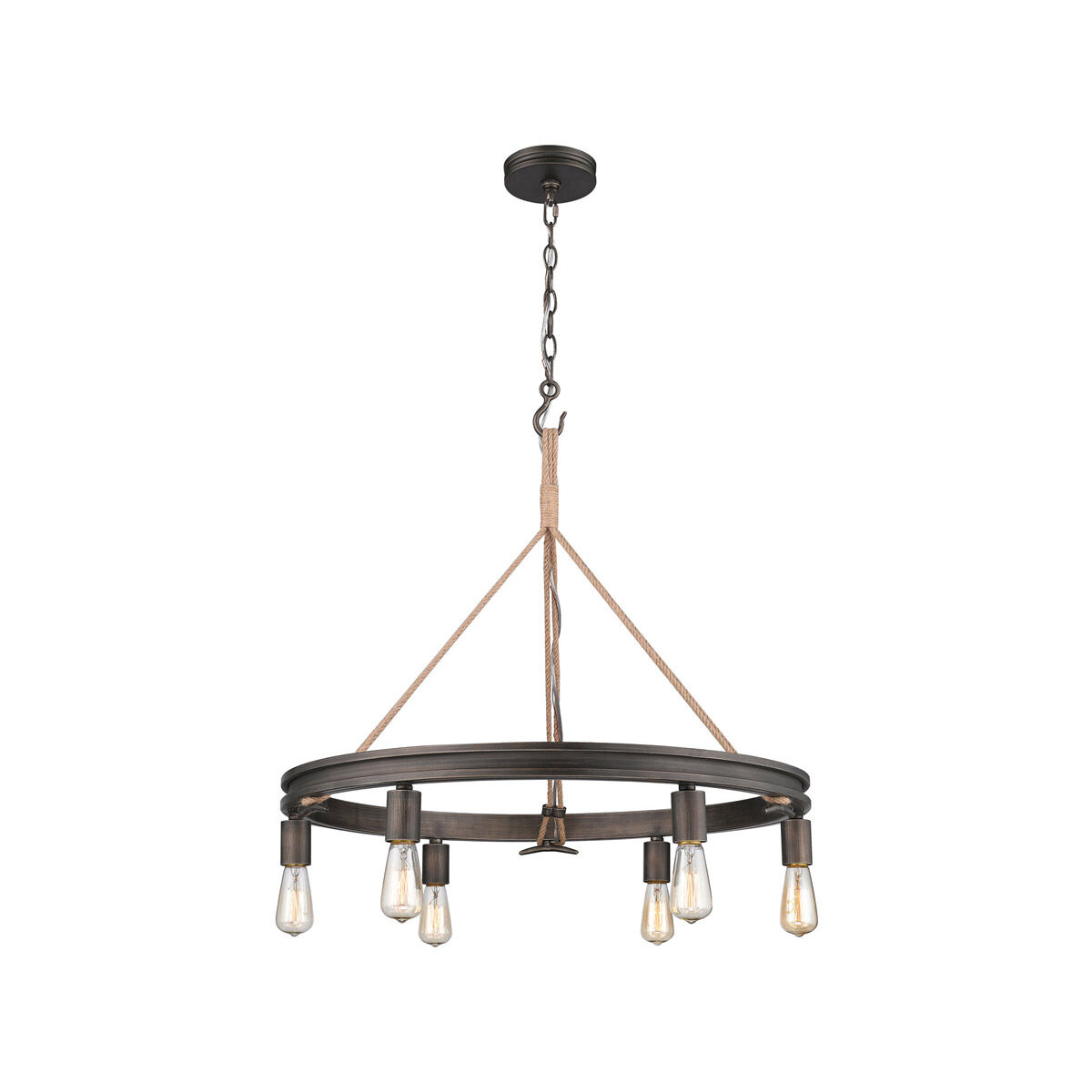 Chatham 6 Light 27 inch Gunmetal Bronze Chandelier Ceiling Light