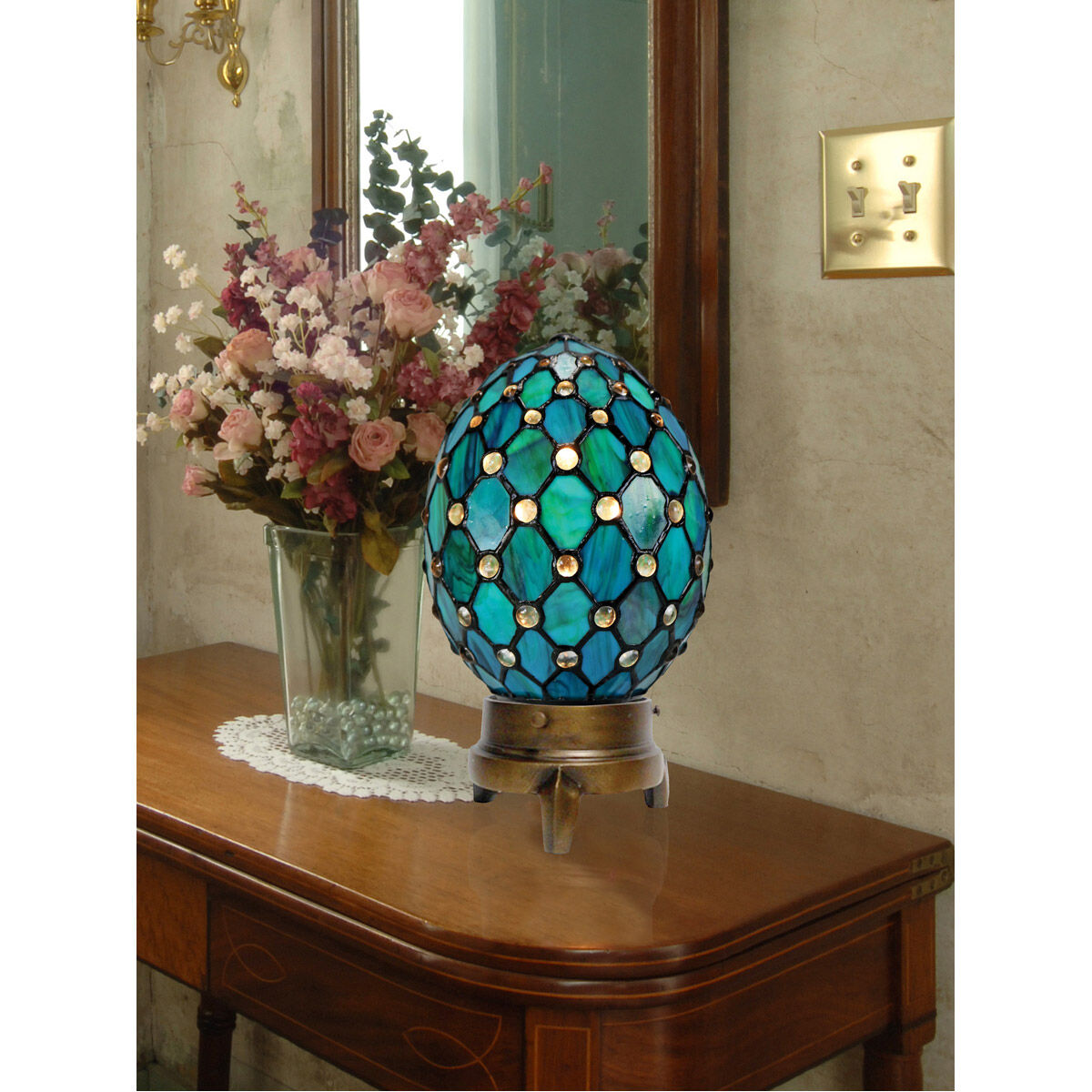 Elenora Jewel 16 inch 25.00 watt Antique Bronze Accent Lamp Portable Light, Decorative Egg