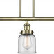 Franklin Restoration Small Bell 3 Light 38 inch Antique Brass Island Light Ceiling Light in Incandescent, Clear Glass, Franklin Restoration