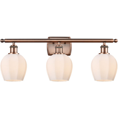 Ballston Norfolk LED 25.75 inch Antique Copper Bath Vanity Light Wall Light in Matte White Glass