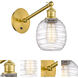Ballston Belfast LED 6 inch Satin Gold Sconce Wall Light in Deco Swirl Glass